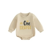 Bagilaanoe Newborn Baby Boy 1st Birthday Romper Sweatshirt Long Sleeve Bodysuits Letter Print Pullover 6M 12M 18M Infant Casual Tee Tops